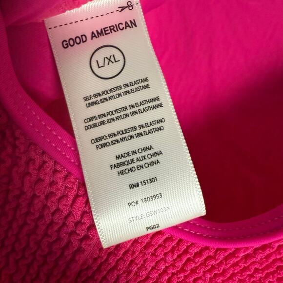 Good American Pink Glow Crinkle Square Neck One Piece Swimsuit Size L/XL - Picture 11 of 11